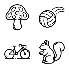 Park Flat Icon Set Isolated On White Background