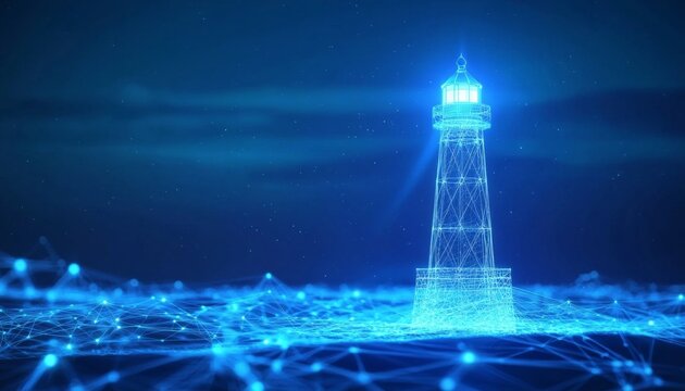A digital lighthouse represents guidance in the realm of technology.