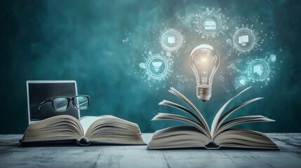 Concept of knowledge acquisition through innovative digital resources.