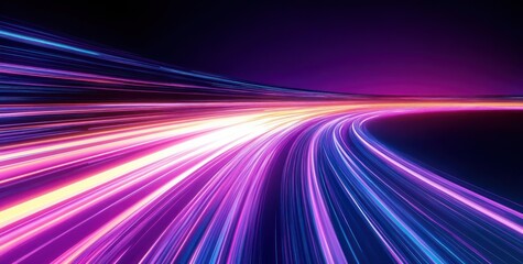 Futuristic Abstract Scene Neon Light Streaks Motion Effects Dynamic Angle Purple Background