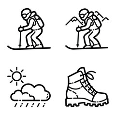 Park Flat Icon Set Isolated On White Background