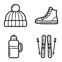 Park Flat Icon Set Isolated On White Background