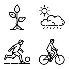 Obraz premium Park Flat Icon Set Isolated On White Background