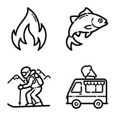 Park Flat Icon Set Isolated On White Background