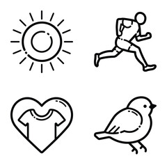Park Flat Icon Set Isolated On White Background