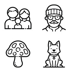 Park Flat Icon Set Isolated On White Background