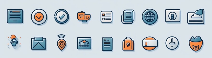 Minimalistic Line Art Icons for Information Tasks and Guides