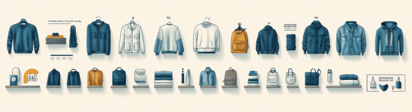 Minimalist Clothing Icons Set in Pastel Colors - Flat Vector Apparel Illustrations
