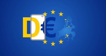 Smartphone Europe as European Union EU Digital Euro