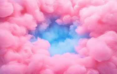 Fototapeta premium Fluffy Pink Cotton Candy Background Abstract Sweet Candyfloss Texture Soft Dreamy Colors