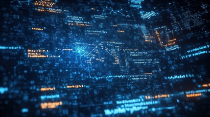 Abstract Representation of Mathematical Equations and Diagrams in Digital Art Style with Neon Colors for Geometry and Physics Concepts