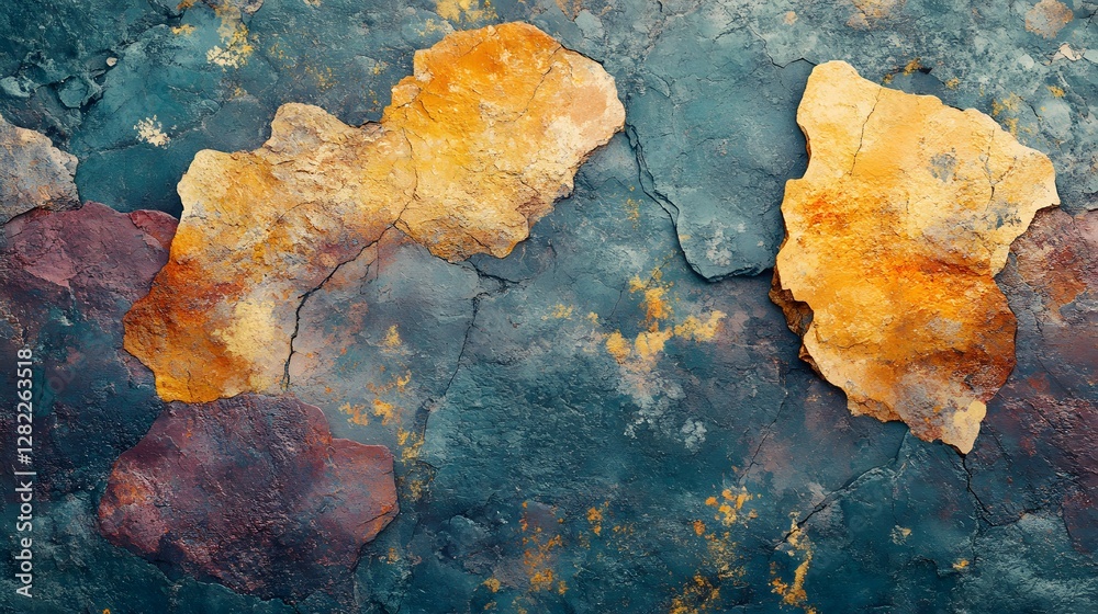 Poster Close-up view of a textured stone surface, showcasing a blend of earthy colors and unique patterns. Abstract Stone Texture: A Symphony of Earthy Hues