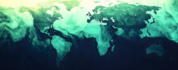 World map showing global wind currents and weather patterns