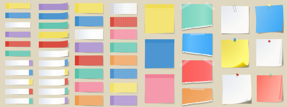 シンプルかわいい付箋セット(フレーム　ふせん　ポストイット　バナー　メモ　見出し)