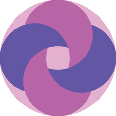 Neon purple and pink interlocking hoops on a pale pink background