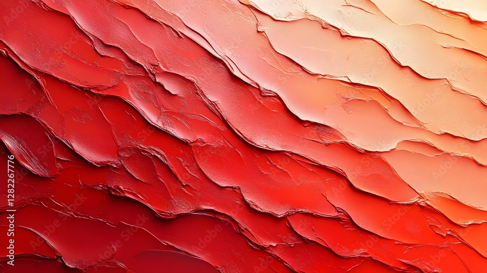 Poster An abstract painting showcasing vibrant red hues and dramatic textural elements. The artwork displays a captivating gradient of shades that create depth and intrigue. Abstract Red Hues