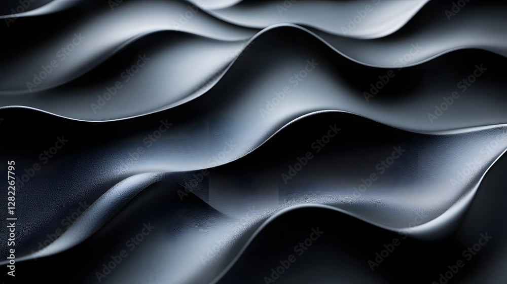 Poster Abstract image featuring dark, smooth waves. The focus is on texture and form. Abstract Dark Waves: A Study in Smooth, Curving Textures