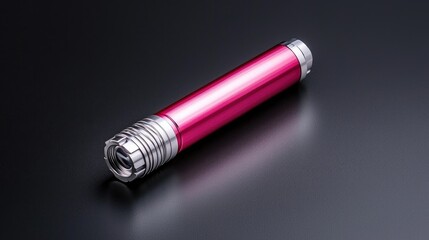 Pink laser pointer on dark background
