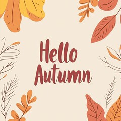 Fototapeta premium Minimalist autumn design with hand-drawn leaves