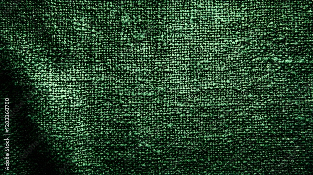 Poster close-up shot of a textured emerald green fabric. the image shows the intricate detail and woven pat