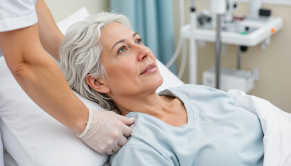 Obraz premium Patient receiving care in hospital room