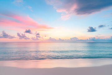 Beautiful sunset over the ocean with clouds on the beach background