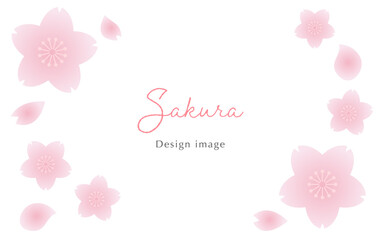 Spring cherry blossoms in full bloom, soft and cute frame background material, flowers, new life, New Year's card material, New Year, March, April, vector white background for kindergarten admission
