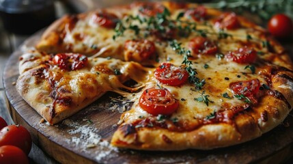 Pizza Diavola, Spicy Italian Pizza with Tomato Sauce, Mozzarella Cheese, Salami, and Chili Peppers, Bold and Flavorful Pizza Isolated on a Background with Copy Space.