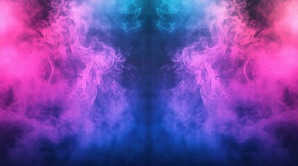Obraz premium illustration of neon smoke exploding outwards with empty center. Dramatic smoke or fog effect for spooky
