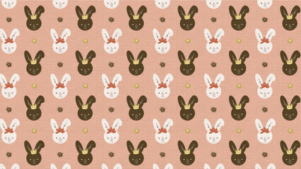 kawaii rabbit / bunny seamless pattern,  vector graphic resources, 16:9 widescreen wallpaper / backdrop