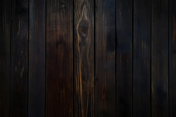 Obraz premium Dark brown wooden wall background, dark wood texture paneling surface for interior design