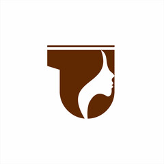 Beauty brand logo design with cup and letter U concept.