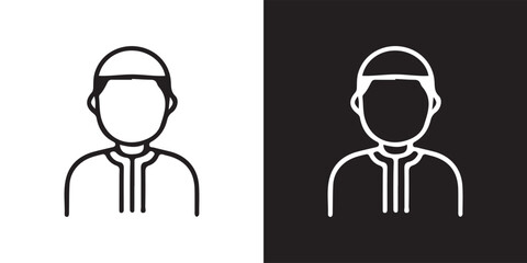 People Muslim. Muslim Face Icon. Modern Muslim Icon