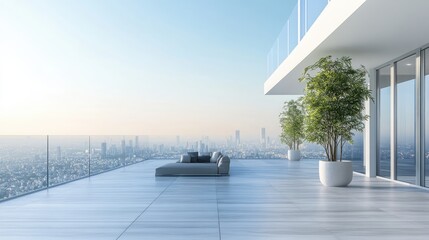 Modern Rooftop Terrace with City View: Luxury Apartment Design