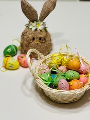 easter eggs in a basket
