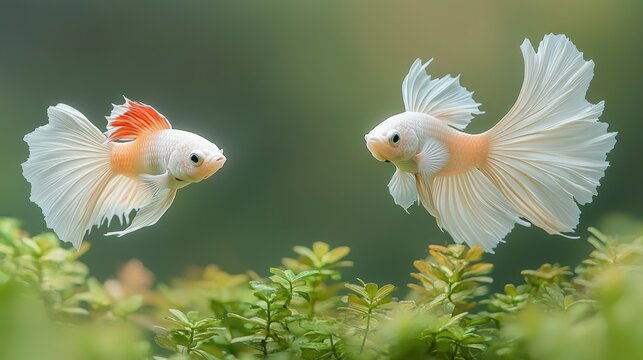 Two Fancy Guppies in a Lush Aquarium Setting