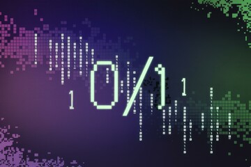 Fototapeta premium Futuristic Abstract Digital Illustration Glowing Binary Code Gradient Background - Data Visualization, Cybersecurity, Technology Trends Digital Marketing Educational Content