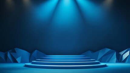 Obraz premium A Blue Stage Illuminated by Spotlight and a Blue Stage
