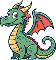 Fototapeta premium cute cartoon green dragon logo mascot design on white