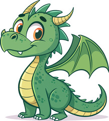 Fototapeta premium cute cartoon green dragon logo mascot design on white