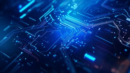 Illuminated Circuit Board Represents Technology and Modern Computing