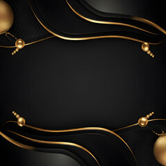 Fototapeta premium Luxury black and gold background with elegant metallic details and golden ornaments for premium design template decoration concept