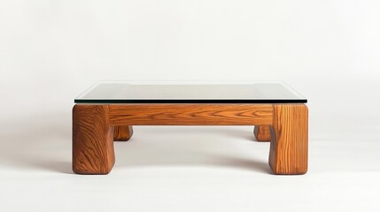 Modern glass-top coffee table on white background