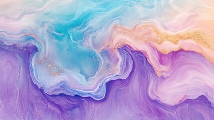 Fototapeta premium Abstract Fluid Art With Swirling Blue Purple And Gold Glitter Textures
