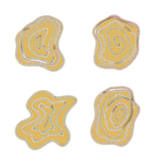 Four abstract brown wave concepts, featuring flowing, smooth curves, varying in size and direction, set against a transparent background, conveying movement and organic flow.

