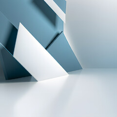 Abstract modern geometric glass surface with reflective blue tones and minimalistic composition for design background