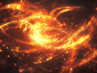 Obraz premium Dynamic fire swirls abstract art digital creation dark background close-up energy and motion concept