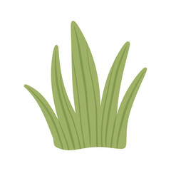 green grass hand drawn illustration. Isolated cartoon bush. Simple flat drawing 