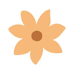 yellow orange tone simple flat flower illustration. Hand drawn bloom daisy wild flower