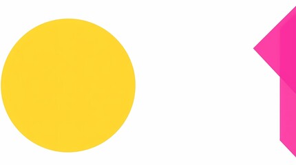 A minimalist graphic design on a pure white background featuring bold geometric shapes in vibrant primary colors, a clean and modern aesthetic.